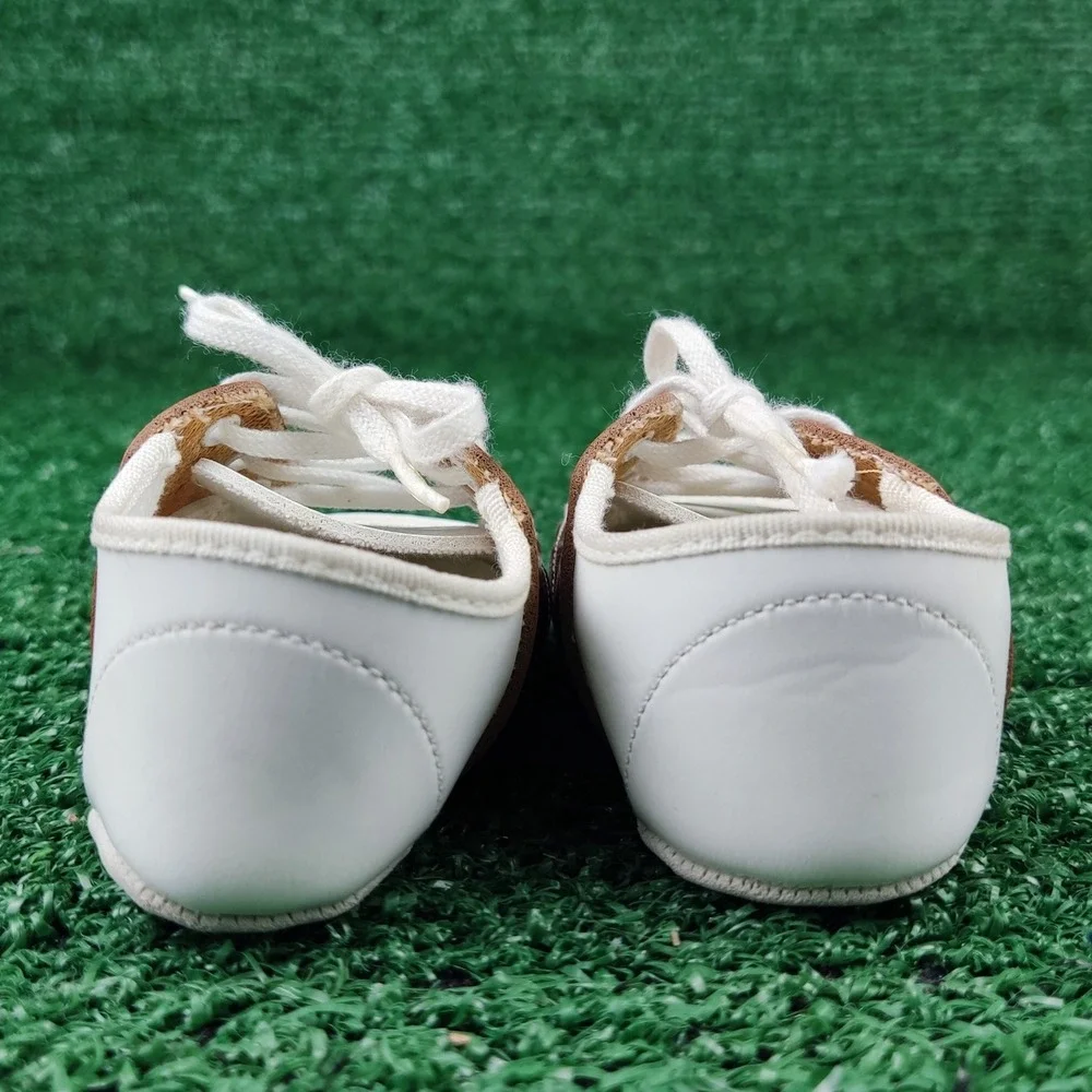 Unbranded Saddle Shoes Unisex Kids Size 2 White Brown Oxford Lace Up Pre-Walker